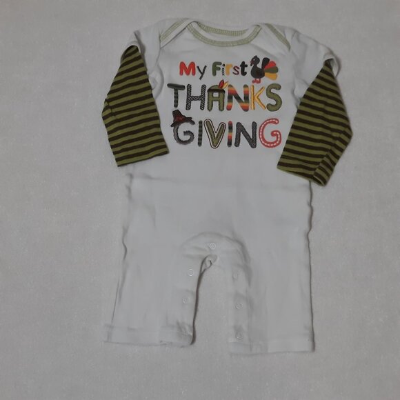 KOALA KIDS BABY THANKSGIVING ROMPER, First Thanksgiving Baby Outfit, Long Sleeve - Picture 3 of 7